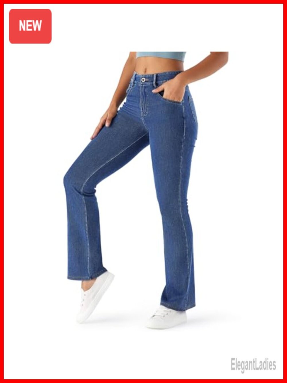 High Waisted Bootcut Jeans for Women, Stretchy, Zip Fly